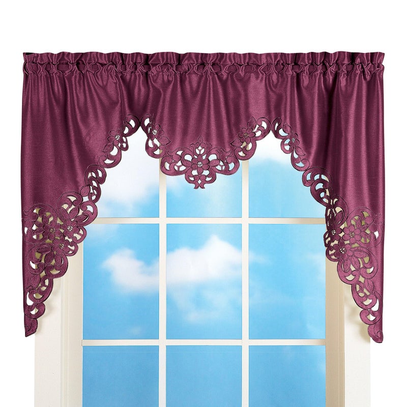 Collections Etc Elegant Scroll Window Valance Burgundy 58" X 36", Burgundy, 58" X 36" - Image 1